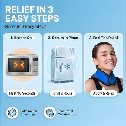 Heated Neck Wrap for Pain Relief – Microwavable Neck Heating Pad for Cervical Pain, Hot & Cold Therapy Neck Pillow, Microwave Heat Pack for Sore Muscles & Stiff Neck