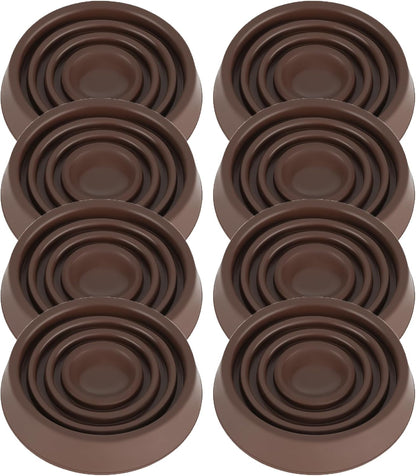 2X2 Round Rubber Caster Cups, Non Slip Furniture Pads - 4 Pack | Anti-Slip Gripper, Anti Skid Furniture Feet, Anti Slide Floor Protector for Bed Couch Table Chair Stoppers, Black