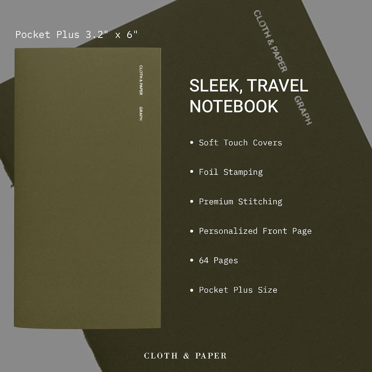 Cloth & Paper Travel Notebook | Daily Wellness Planner – Smoked Salt | Pocket Plus Wellness Planner 3.2" x 6" | Habit Tracker & Self Care Journal for Goals, Gratitude & Reflection – Soft Touch Cover