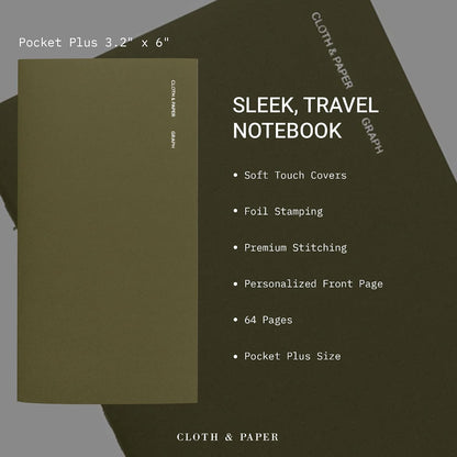 Cloth & Paper Travel Notebook | Daily Wellness Planner – Smoked Salt | Pocket Plus Wellness Planner 3.2" x 6" | Habit Tracker & Self Care Journal for Goals, Gratitude & Reflection – Soft Touch Cover
