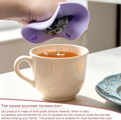 Enenes 4 Pack Silicone Tea Bag Holder and Squeezer, 4 Inch Cat-Shaped Cup Lid Cover for Tea Bags, Reusable Dishwasher Safe Mug Cover for Tea Cups and Coffee Mugs