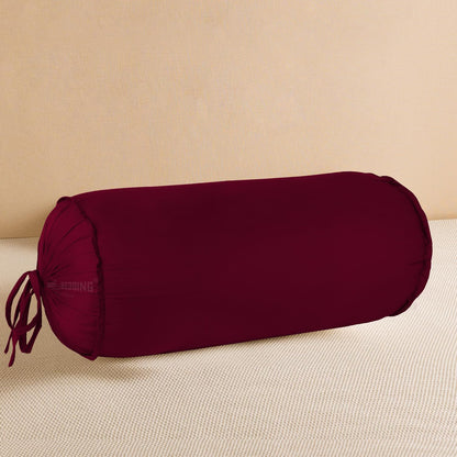 SAHARBEDDINGS 2 Pieces Cervical Neck Roll Pillow Cover with Cotton Bolster Pillowcases for Cylindrical Cushion and Drawstring Closure Round Neck Pillowcase (Plum, Roll Pillow 18x3 Pack of 2)