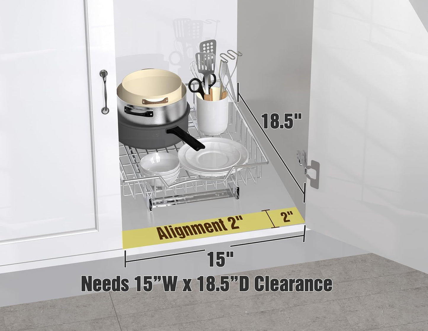 Simple Houseware Under Cabinet Pull Out Sliding Shelf, 21" Dx11 W, Chrome