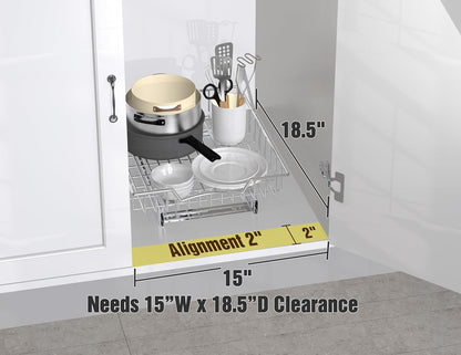Simple Houseware Under Cabinet Pull Out Sliding Shelf, 21" Dx11 W, Chrome