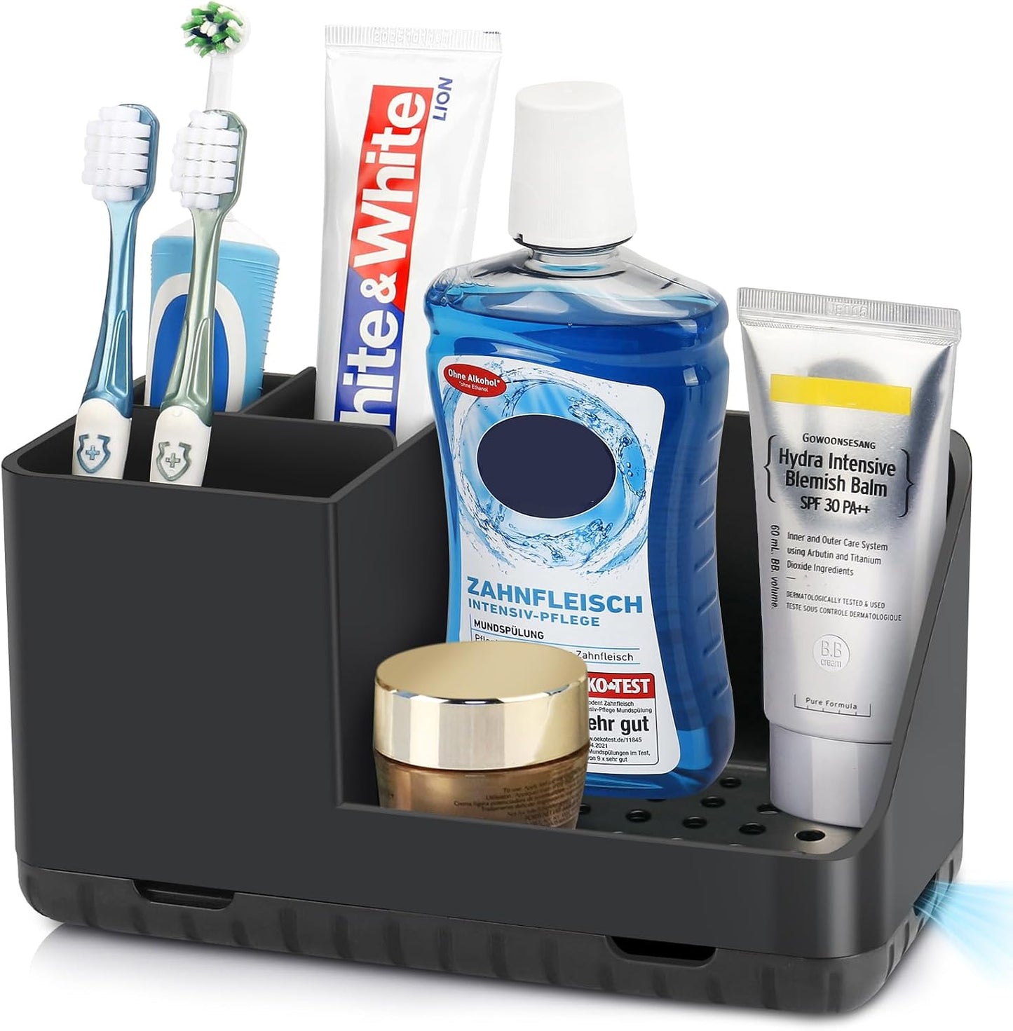 Toothbrush Holders for Bathroom Counter Organizer and Storage (White) | Easy To Clean, Drainage, Non-Slip, Detachable, Kids Electric Toothbrush and Toothpaste Holder for Bathroom