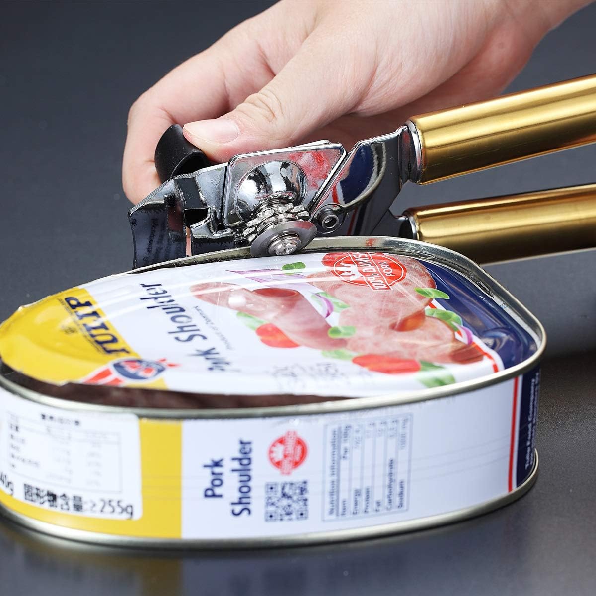 Berglander Can Opener, Stainless Steel Rainbow Handle Can Opener Hand Held, Smooth Edge Manual Can Opener, Heavy Duty (Rainbow)