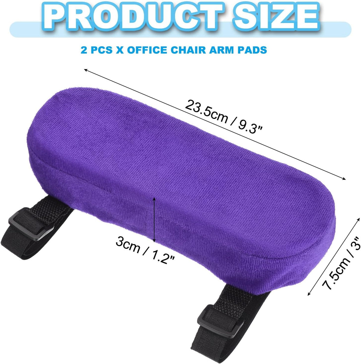 PATIKIL Office Chair Arm Pads, 2 pcs Office Chair Arm Cover Soft Office Chair Armrest Pads Memory Foam Cotton Removable Washable for Desk Computer Gaming, Purple Blue