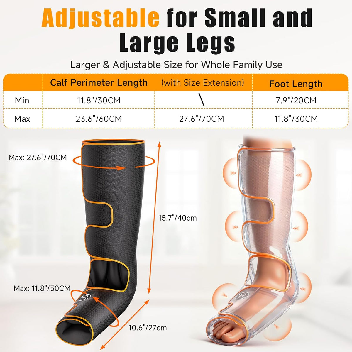 Leg Compression Massager with Heat for Circulation and Pain Relief