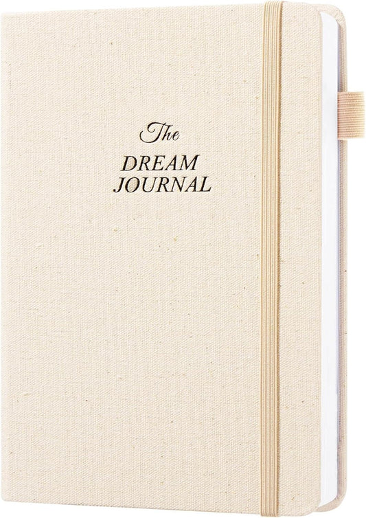JUBTIC Guided Dream Journal Hardcover with Prompts, Beige | Record & Track Dreams, Interpretations & Thoughts before Sleeping, Ideal Gift for Women, Girls, Men