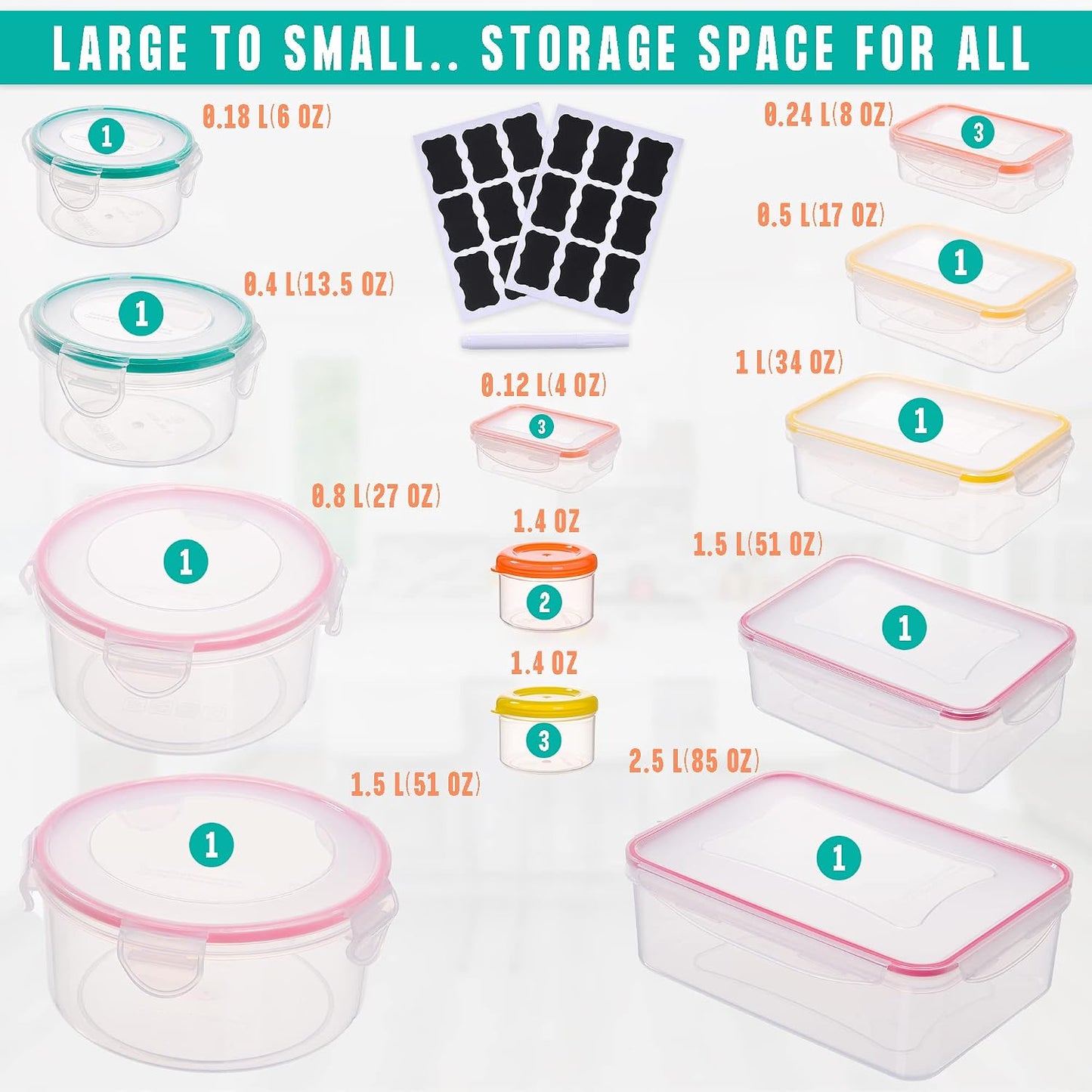 5 Pack Large Fruit Storage Containers for Fridge with Removable Colander | Plastic Food Storage Containers with Lids Airtight-Leak Proof Refrigerator Organizers and Storage of Vegetable