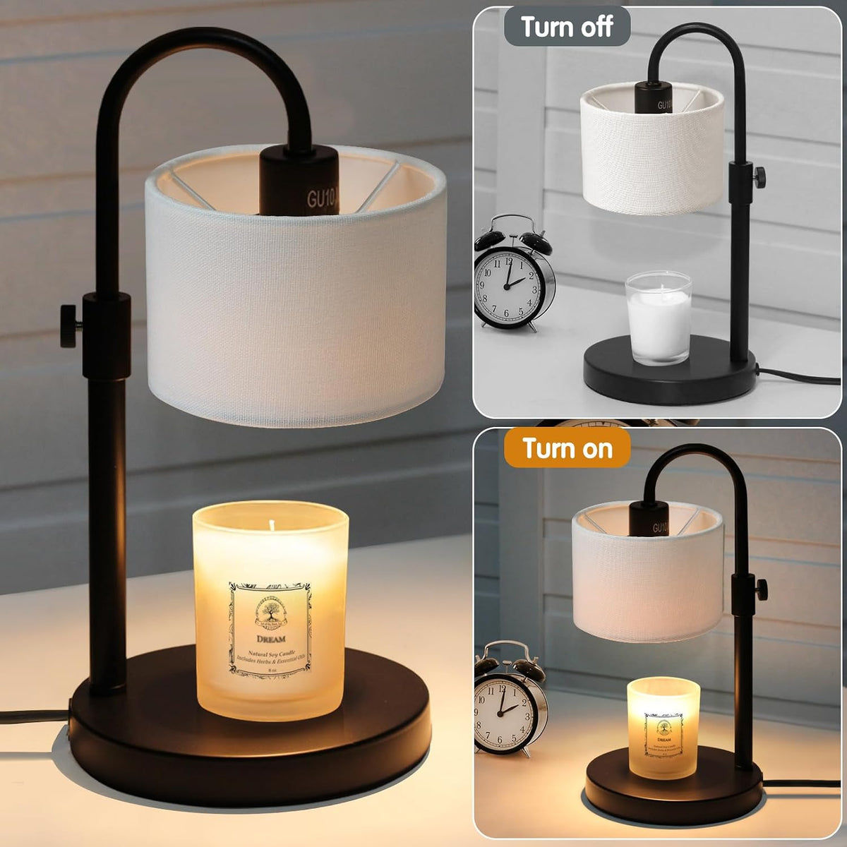 FINCMY Candle Warmer Lamp with Timer, Adjustable Height Candle Wax Warmer Candle Lamp Warmer for Jar Candles, Home Decor House Warming Gifts Compatible with Various Candles (Linen)