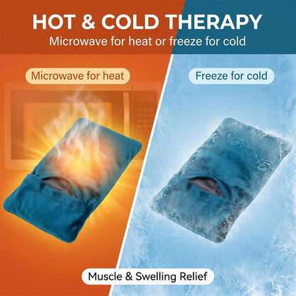 Microwavable Heating Pad with Washable Cover, Flaxseed Microwave Hot Pack, Moist Heat Compress Pillow for Hot & Cold Therapy, Non-Electric & Portable for Neck Shoulder Back Pain Relief