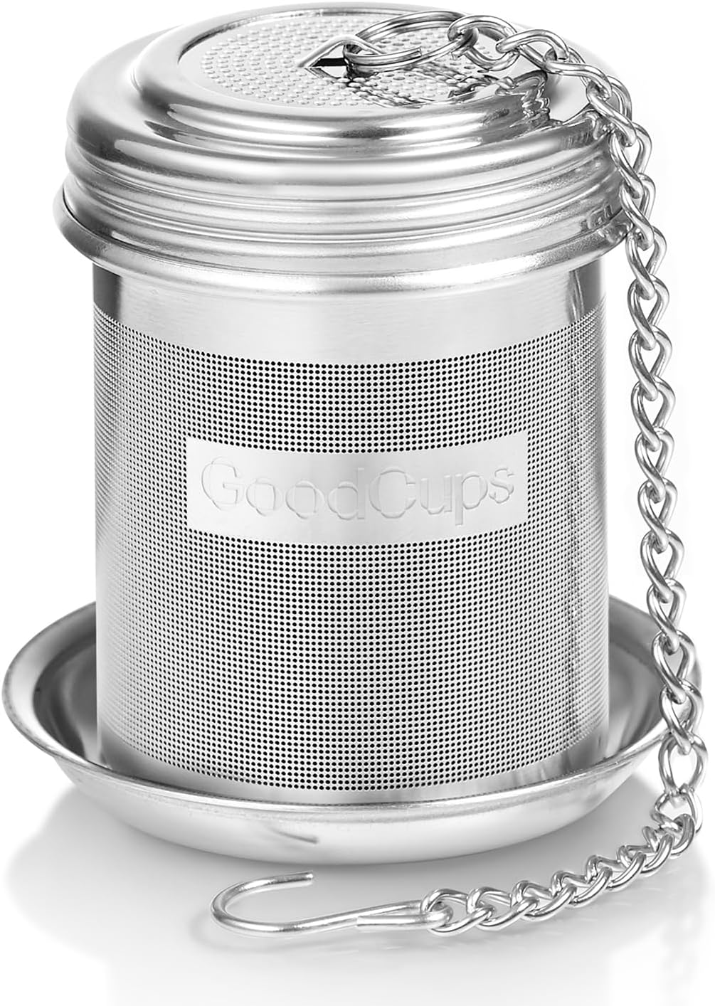 Stainless Steel Tea Infuser for Loose Leaf Tea, Small (1.5” Diameter x 2.2” Height) – Extra Fine Mesh Strainer with Chain Hook & Lid, Reusable Tea Steeper for Mugs, Cups & Teapots