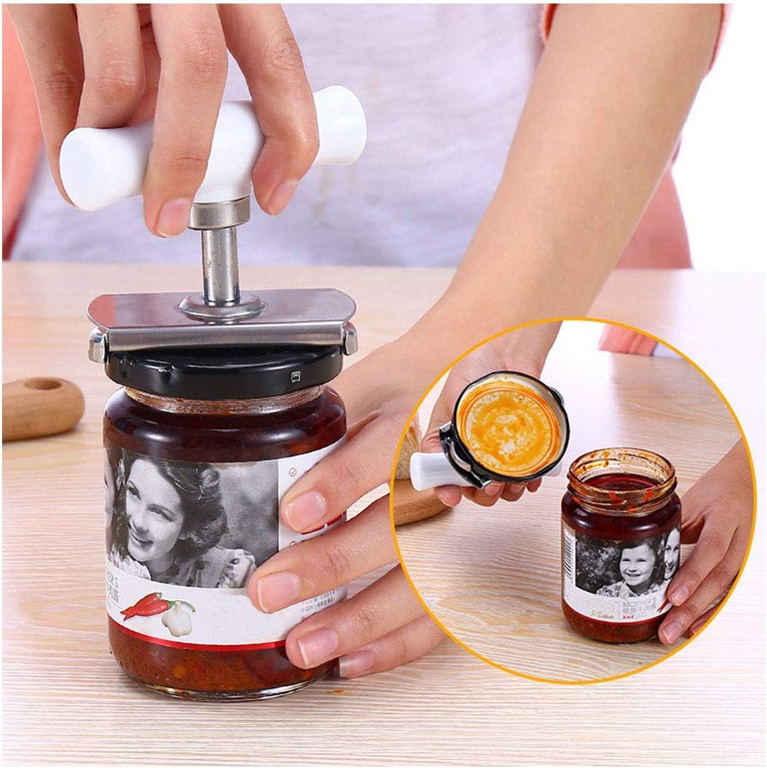 5 in 1 Lids off Jar Opener, Bottle Opener, Ideal For Women, Kids, Seniors - for Multipurpose Kitchen Tool, Easy open. White