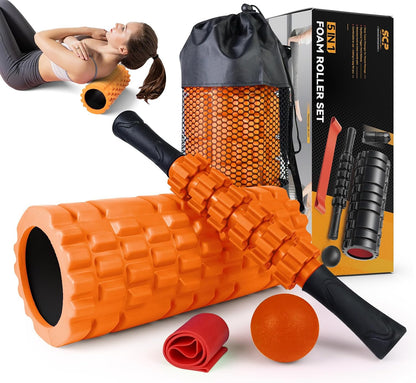 SUBCULTUREPICK 5 in1 Foam Roller Set, Trigger Point Foam Roller Deep Tissue