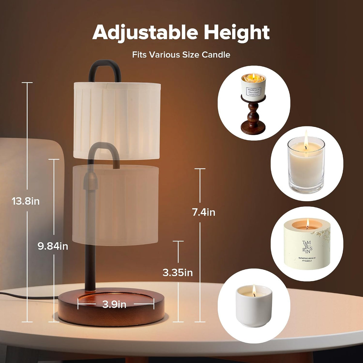 Candle Warmer Lamp with Timer, Dimmable Wax Warmer Candle Lamp for Jar Candle with 2 Bulbs, Christmas Birthday Gifts for Women Mom, Home Decor for Room, Bedroom, Kitchen-Linen Fabric