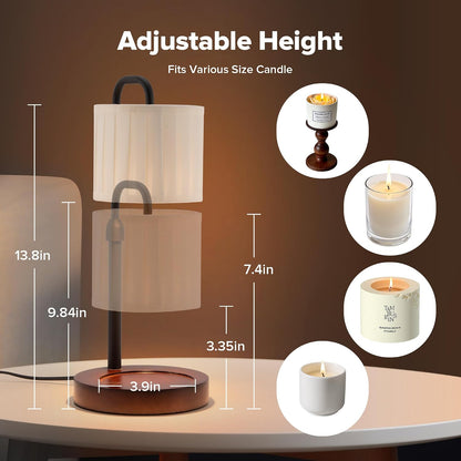 Candle Warmer Lamp with Timer, Dimmable Wax Warmer Candle Lamp for Jar Candle with 2 Bulbs, Christmas Birthday Gifts for Women Mom, Home Decor for Room, Bedroom, Kitchen-Linen Fabric