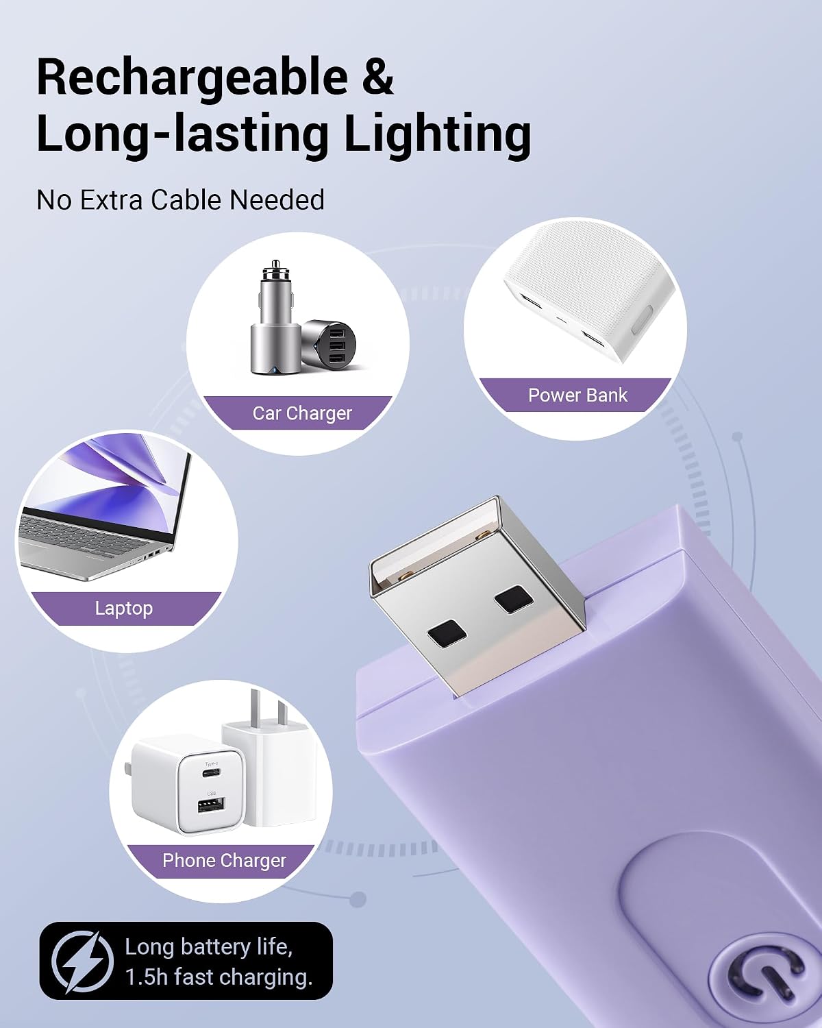 DEWENWILS USB Rechargeable Book Reading Light, 3000K Warm White, Brightness Adjustable Clip on LED Bookmark Lamp at Night in Bed, Portable Booklight for Bookworms, Kids