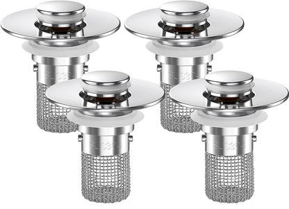 Bathroom Sink Drain Strainer, Pop-up Sink Drain Strainer with Removable Stainless Steel Strainer Basket Hair Catcher, Bathroom Sink Strainer for Bathroom Sink Stopper Replacement(1PCS)