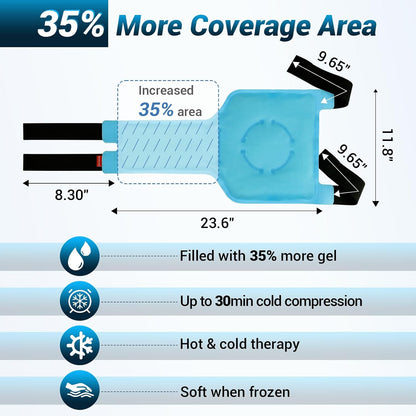 Comfytemp Large Knee Ice Pack Wrap Reusable Gel, FSA Eligible HSA, Full Coverage Knee Cold Compression Brace for Injuries, Pain Relief, Replacement Recovery, Arthritis, Surgery, Women Men Gift
