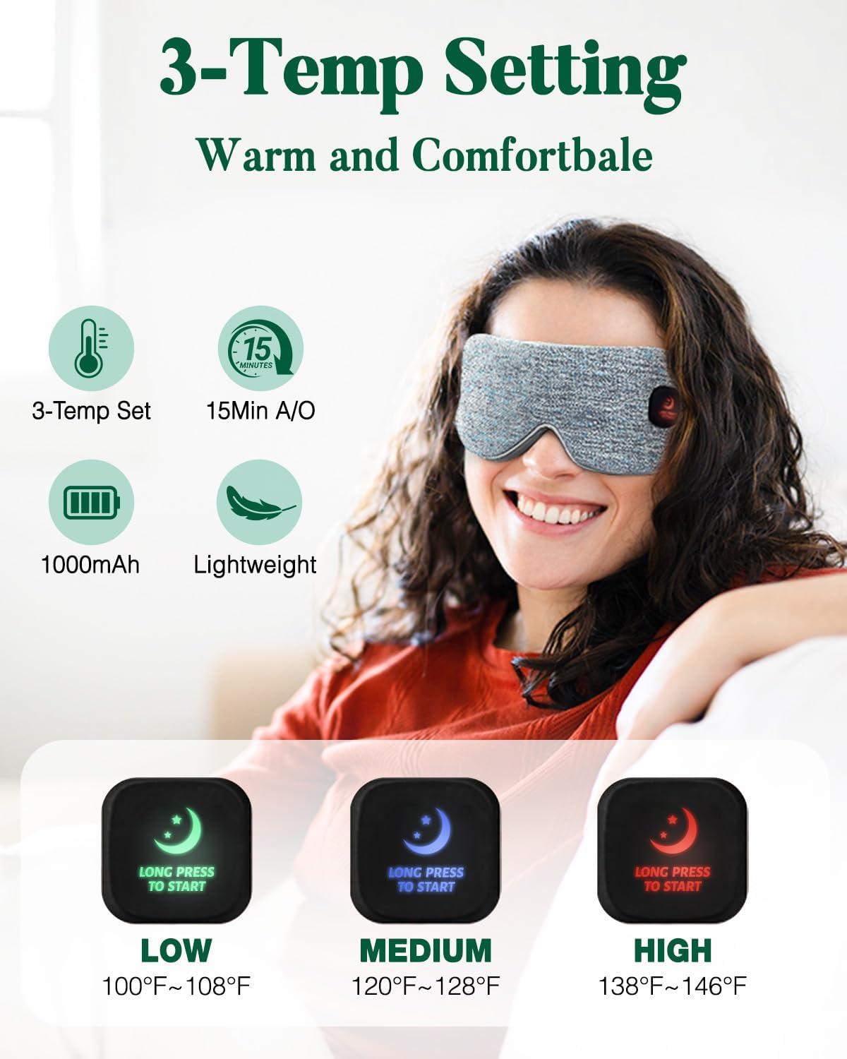 YoanYouth Heated Eye Mask for Dry Eyes, FSA Eligible HSA, Cordless Warm Compress for Eyes, Light Blocking Eye Heating Pad, Styes, Sleep, Cover Washable, Rechargeable, Light Blue