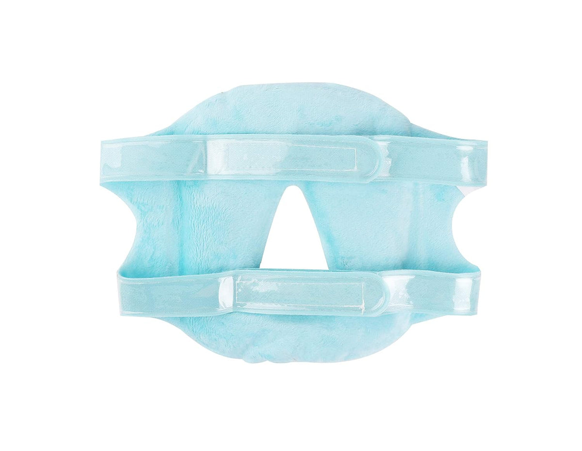Hot and Cold Therapy Gel Bead Full Facial Mask by FOMI Care | Ice Face Mask for Migraine Headache, Stress Relief | Reduces Eye Puffiness, Dark Circles | Fabric Back (Full Face w/Eye Holes)