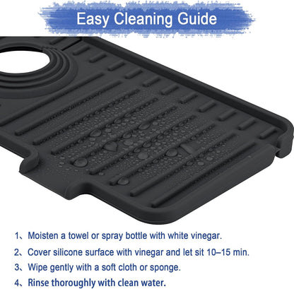 Kitchen Sink Splash Guard, 20IN Longer Silicone Faucet Guard & Draining Mat, Bathroom and Kitchen Sink Organizer, Sink Faucet Mat Water Splash Guard Behind Faucet Accessories Gadget, 20” x 5.5”, White