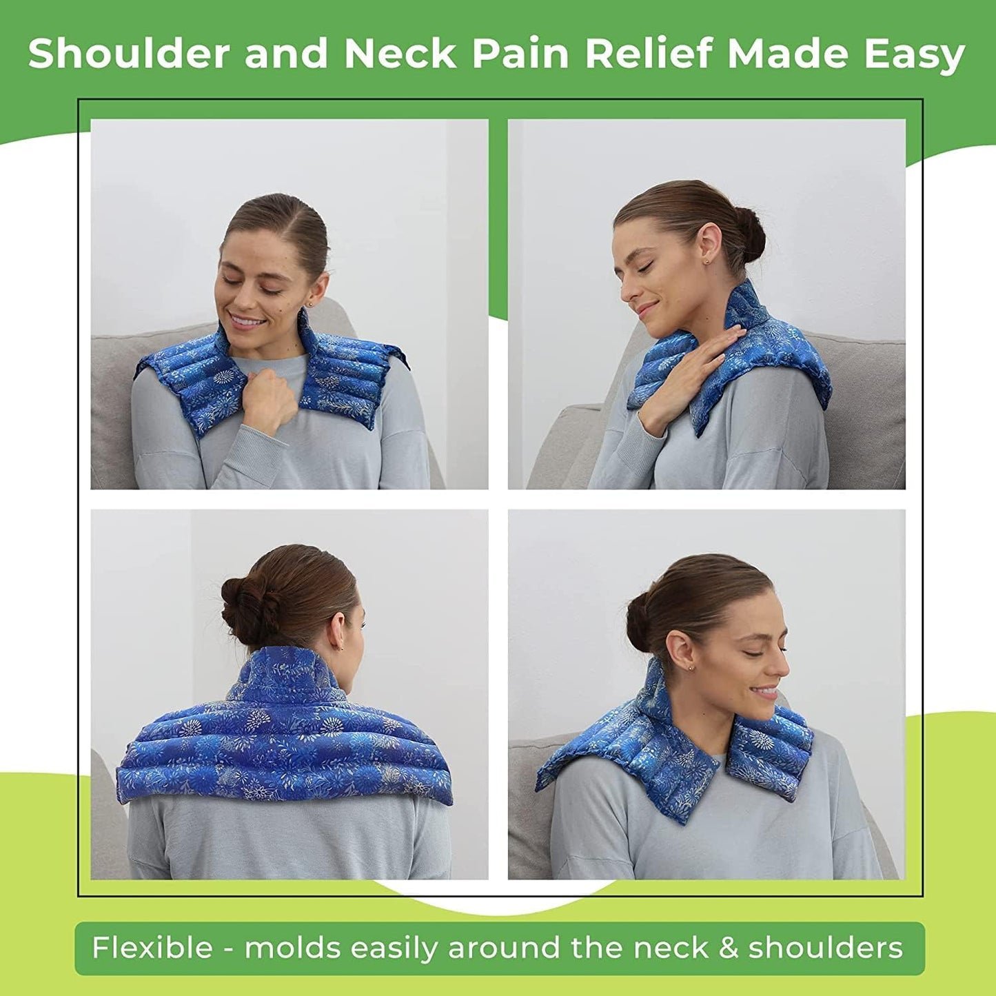 Nature Creation Microwave Heat Pad for Neck and Shoulder with an Extention that Cover The Neck - Microwave Heating Pad for Shoulders & Upper Back Cold Compress & Hot Pack - Happy Hearts 1 Pack