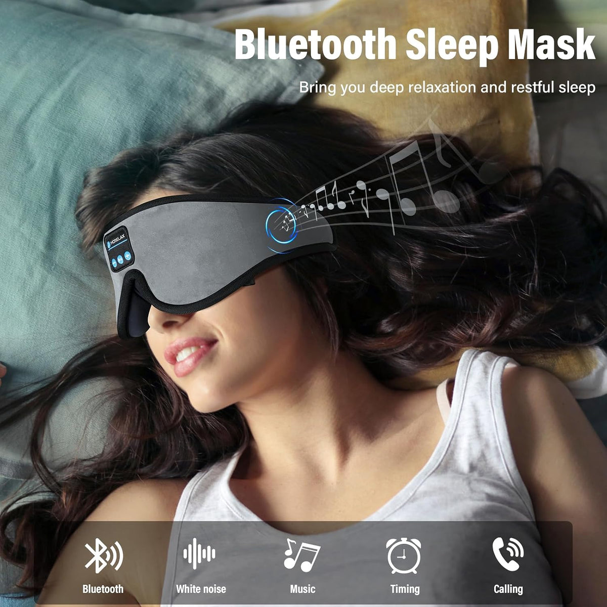 Sleep Headphones,Sleep Mask for Side Sleeper,3D Eye Mask for Sleeping with Stereo Speakers,Bluetooth Headphone,Perfect for Gifts for Women/Men Black