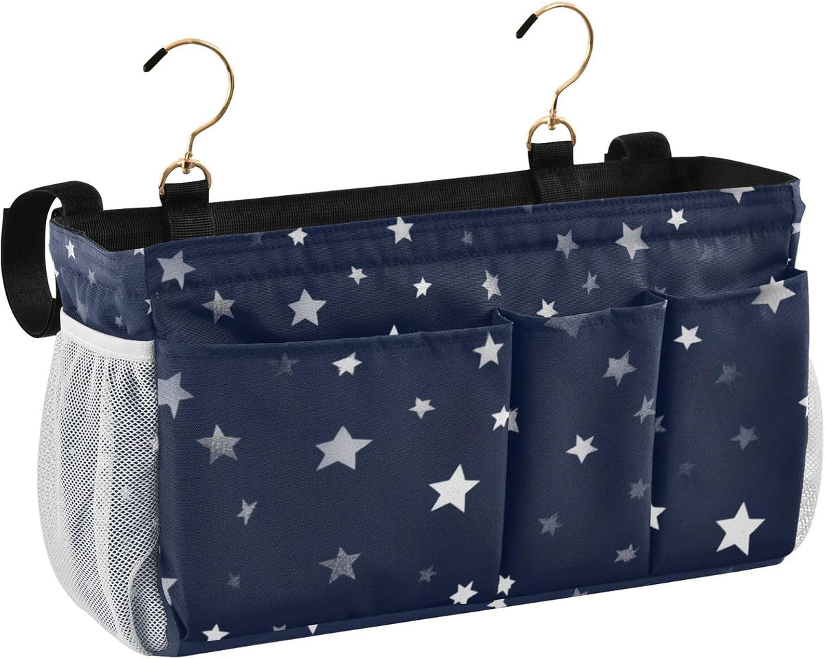 Bedside Caddy Hanging Bunk Bed Caddy Bed Organizer Hanging Pocket with 2 Hooks Bedside Storage Organizer Pocket Bag Holder Checkered Light Green - Colors B