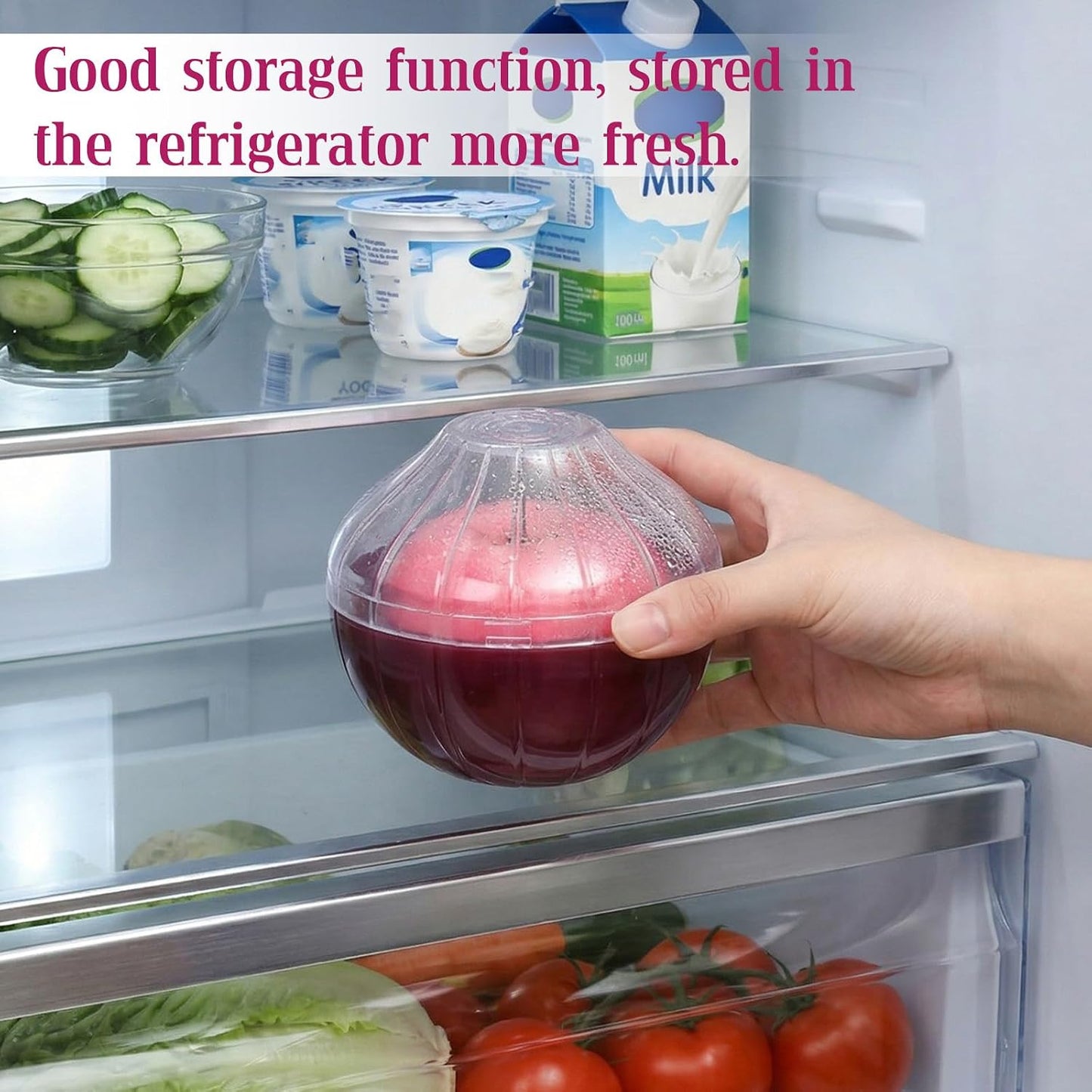 Reusable Onion & Tomato Storage Containers, Fruit and Vegetable Keeper Saver for Fridge Onions Keeper for Refrigerator Onions Holder Storage Vegetable Crisper Makes Food Stays Fresh Longer