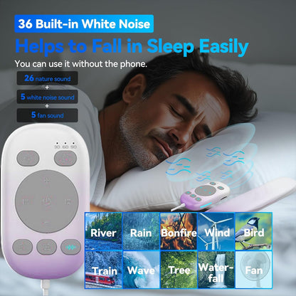 Pillow Speaker for Sleeping w/Remote - Without TF Card, White | Bone Conduction Speaker, 36 Built-in White Noise, Flat Thin Wireless Speaker under Pillow for Side Sleepers, Dusker Sleep Bar