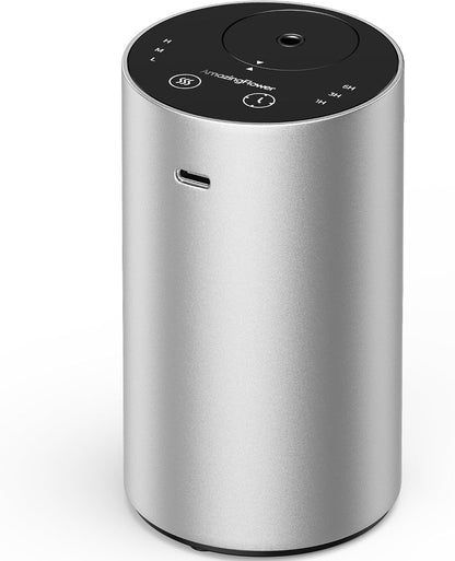 Waterless Essential Oil Diffuser, Rechargeable Scent Diffusers with 3 Mist Levels & Timers, Portable Aromatherapy Diffuser for Home Car Room Studio Office, Black Metal