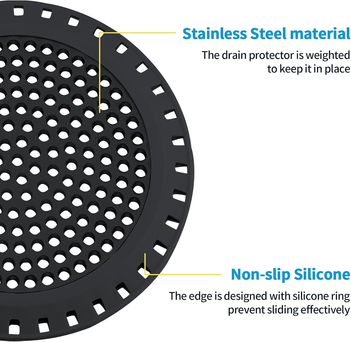 Shower Drain Hair Catcher,Aluvor Shower Drain Cover Bathtub Drain Strainer | Weighted Metal Hair Trap Stopper Sink Protector Filter Bathroom Flat Strainer Stopper (Silver gray)