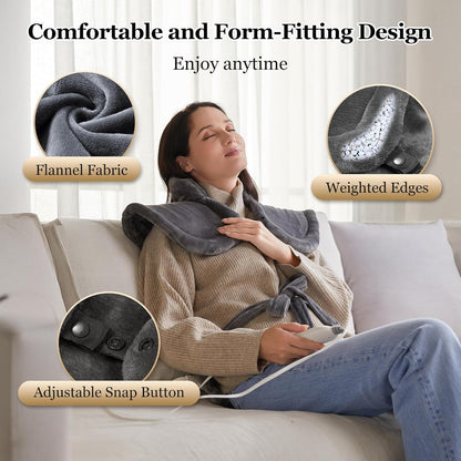 WUGE Fathers Day Dad Gifts, Heating Pad for Neck Shoulder and Back, Birthday Gift for Women Men, Deeper Pain Relief, Large Weighted Heat Pad, ETL Certified, Gray