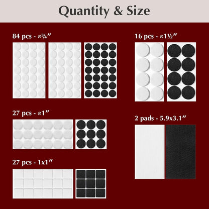 Felt Furniture Pads - 156pcs Black - Chair Leg Floor Protectors - Felt Pads | Furniture Sliders for Hardwood Floors, Chair Foot Pads, Furniture Legs, Felt Pads for Chairs, Floor Protectors for Furniture
