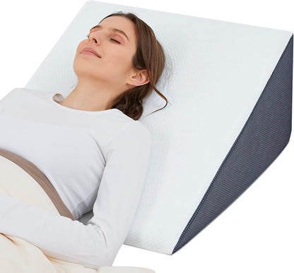 Wedge Pillow for Sleeping, Body Positioner for Side Sleepers | Back and Leg Support, Body Positioning, Pregnancy Support, Ankle Elevation, Memory Foam, Machine Washable Cover