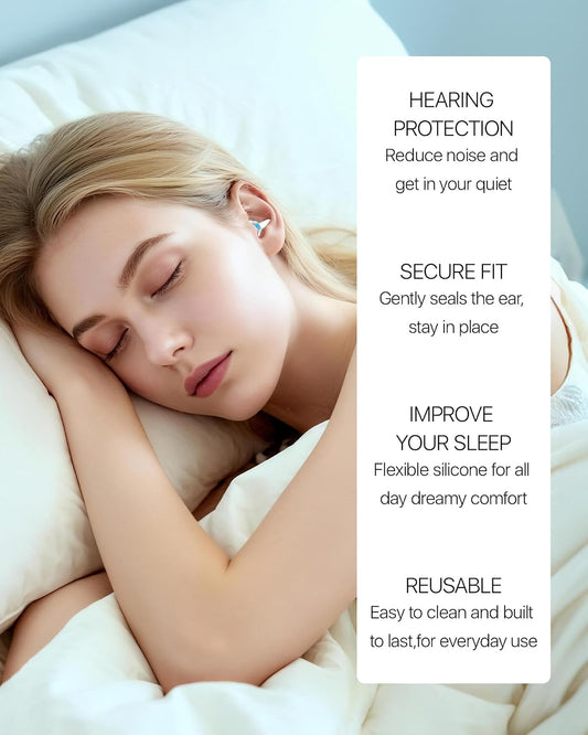 Ear Plugs for Sleeping 2 Pairs, Ultra-Comfy Reusable Small Earplugs for Sleep, Travel, Focus, Side Sleepers, Snoring - 27 dB Soundproof Noise Cancelling Silicone Hearing Protection