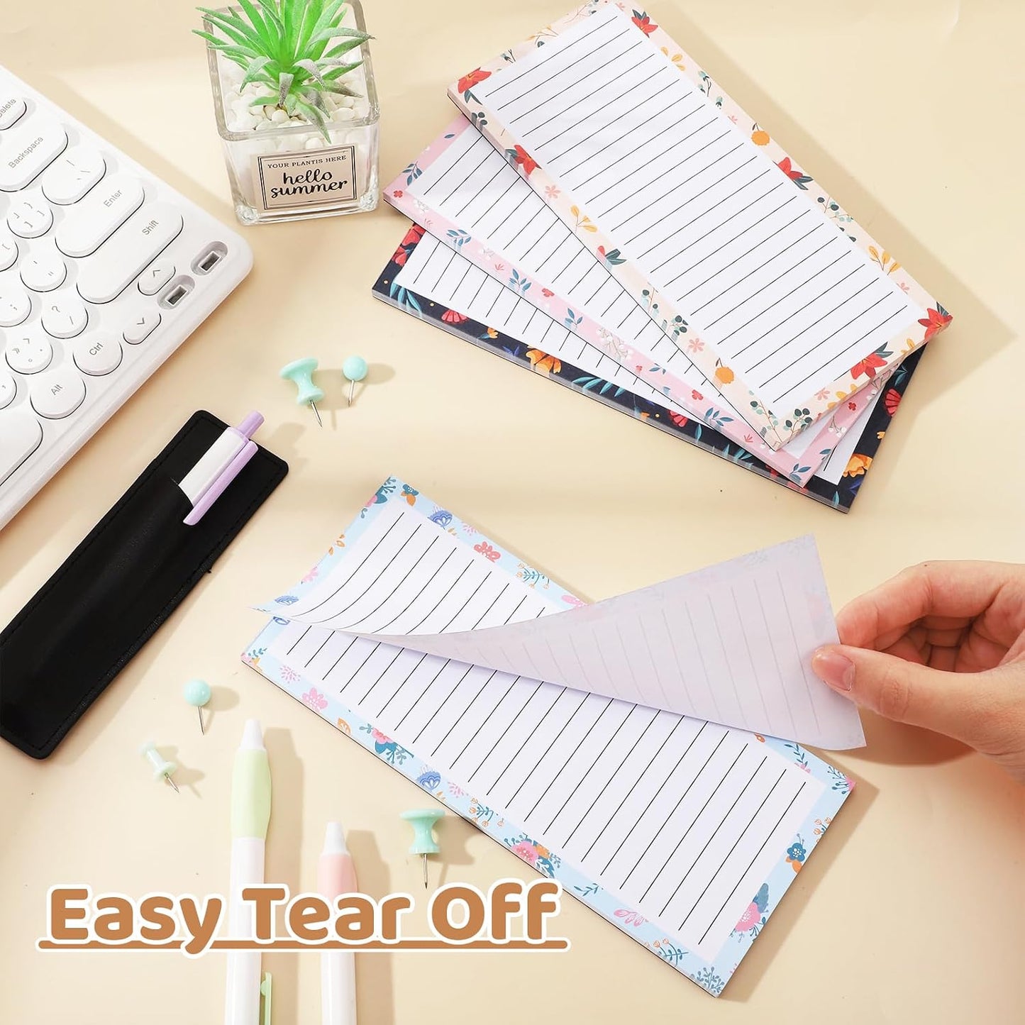 Thboxes 4 Pack Magnetic Note Pad for Fridge with Pen Holder, Totally 200 Sheets Grocery List Magnet Pad for Refrigerator Magnetic Shopping List Pad（Fruit Design） | Full-Back Magnet, 80Gsm FSC-certified Paper, School Office Home Supplies Grocery List