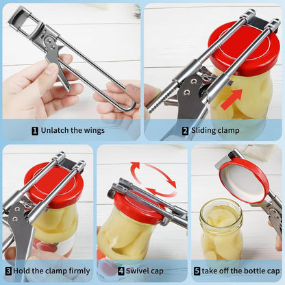 Bottle Opener & Jar Opener,Adjustable Stainless Steel Can Opener | Jar Opener,Bottle Opener,Can Opener,Jar Lid Opener Adjustable,Stainless Steel,Multifunctional Jar Lid Opener for Senior