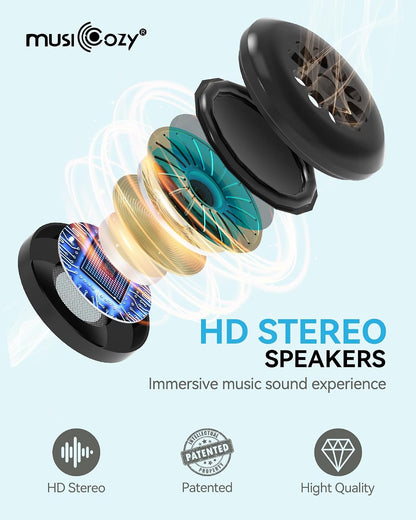 MUSICOZY Sleep Headphones 3D Bluetooth 5.4 Headband Sleep Mask, Wireless Sleeping Headphones Music Earbuds Eye Mask for Side Sleepers Travel with Speakers Cool Gadgets Gifts