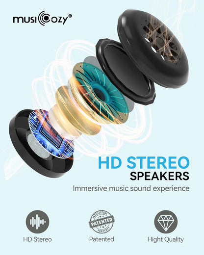 MUSICOZY Sleep Headphones Breathable Bluetooth 5.4 Headband 3D Sleeping Headphones, Wireless Eye Mask Earbuds Earphones for Side Sleeper Office Air Travel Cool Tech Gadgets Unique Gifts