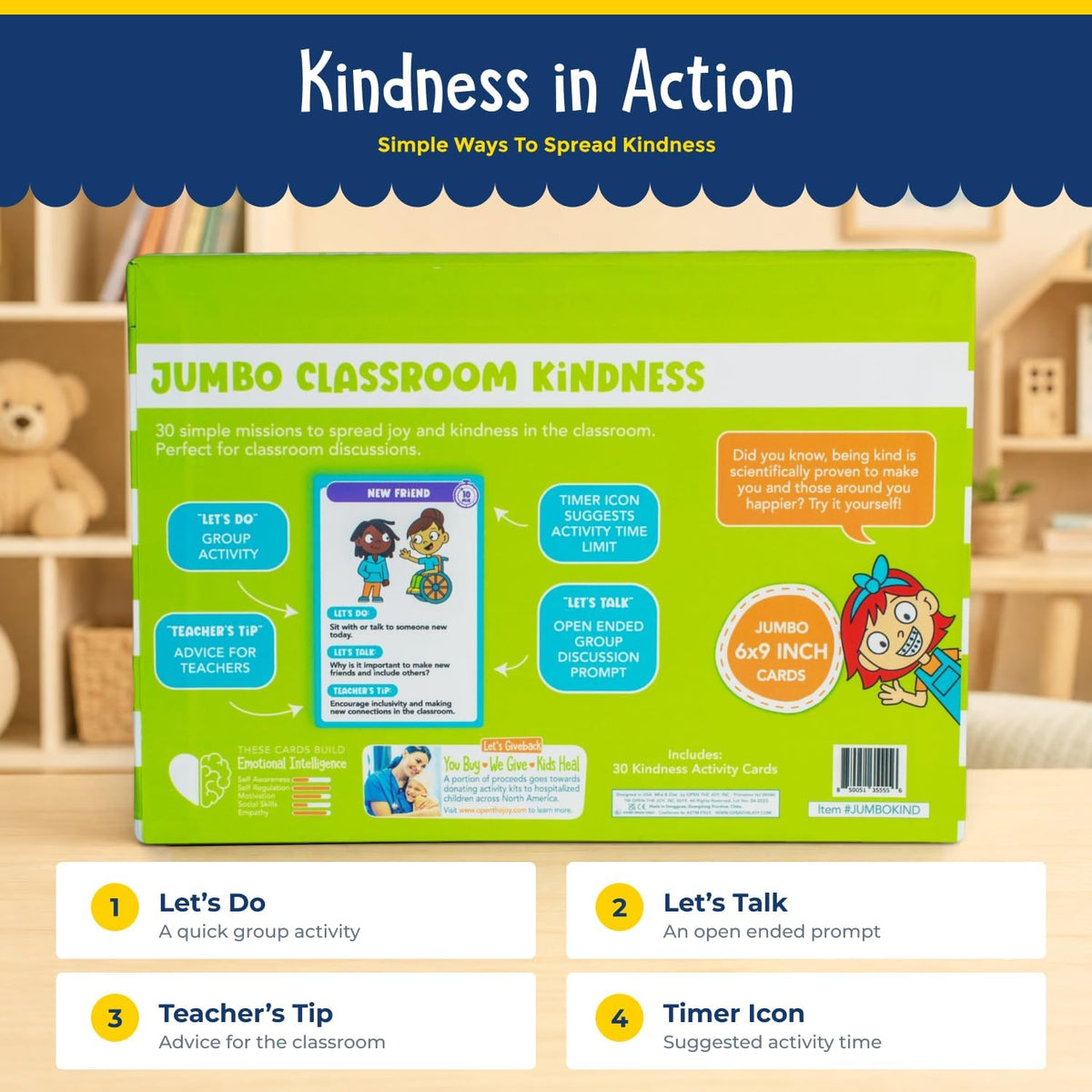 Open The Joy Jumbo Calming Cards, SEL Mindfulness Cards for Kids 3+