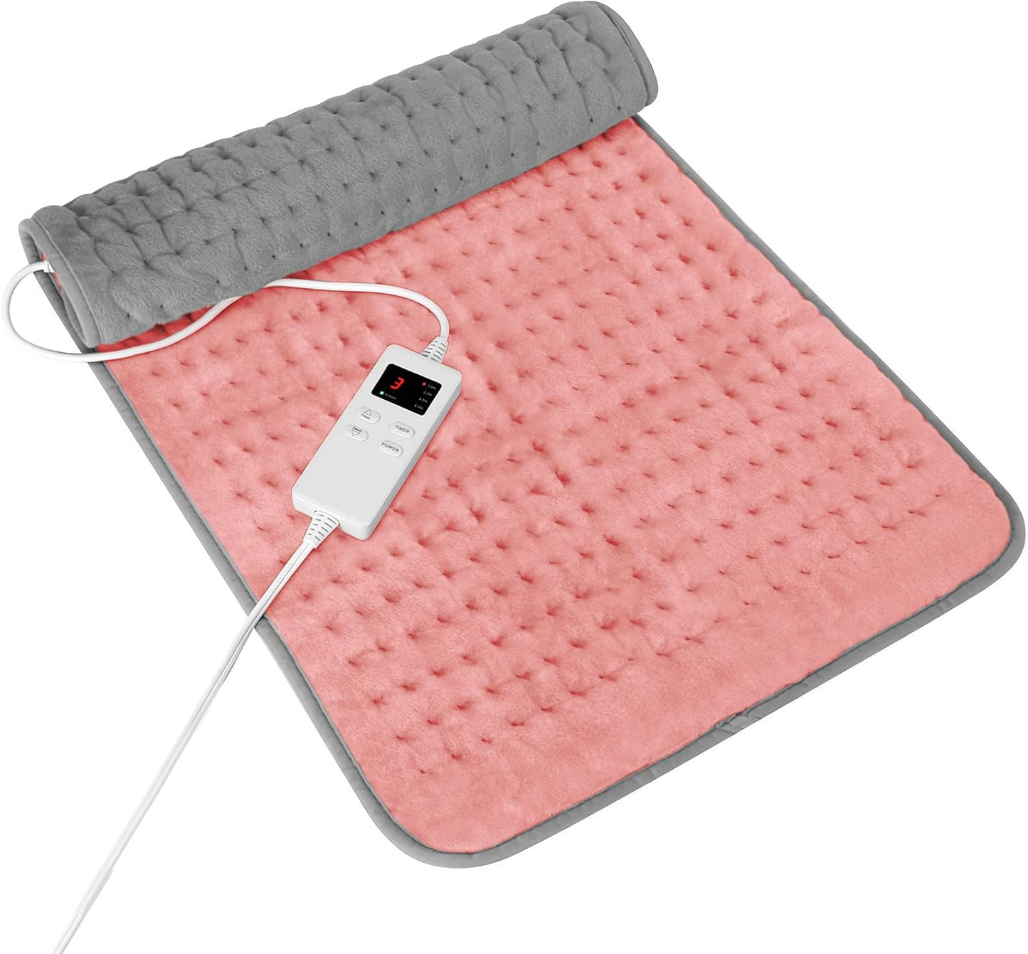 Heating Pad for Period Cramps, Heating Pad for Back/Neck/Shoulder Muscle Pain, 6 Heating&4 Timer Setting, Auto Shut Off, Dry/Moist Heat & Machine Washable, Gray Birthday Christmas Gifts for Women Mom