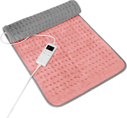 Heating Pad for Period Cramps, Heating Pad for Back/Neck/Shoulder Muscle Pain, 6 Heating&4 Timer Setting, Auto Shut Off, Dry/Moist Heat & Machine Washable, Gray Birthday Christmas Gifts for Women Mom