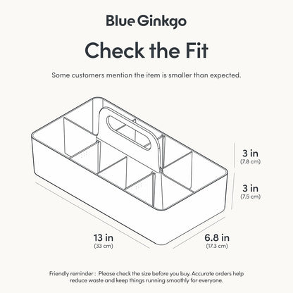 BLUE GINKGO Stackable Organizer Caddy, Rectangle, White, Made in Korea | Portable. Adjustable. Home, Office & School Storage.