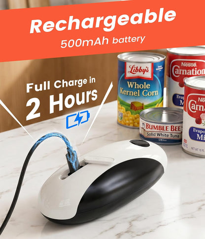 Newise Electric Can Opener, One Touch Automatic Can Openers with Smooth Edge Side Cut, Rechargeable with Magnetic Lid Remover, Hands-Free for Seniors with Arthritis, Kitchen Gadgets Fits Most Cans