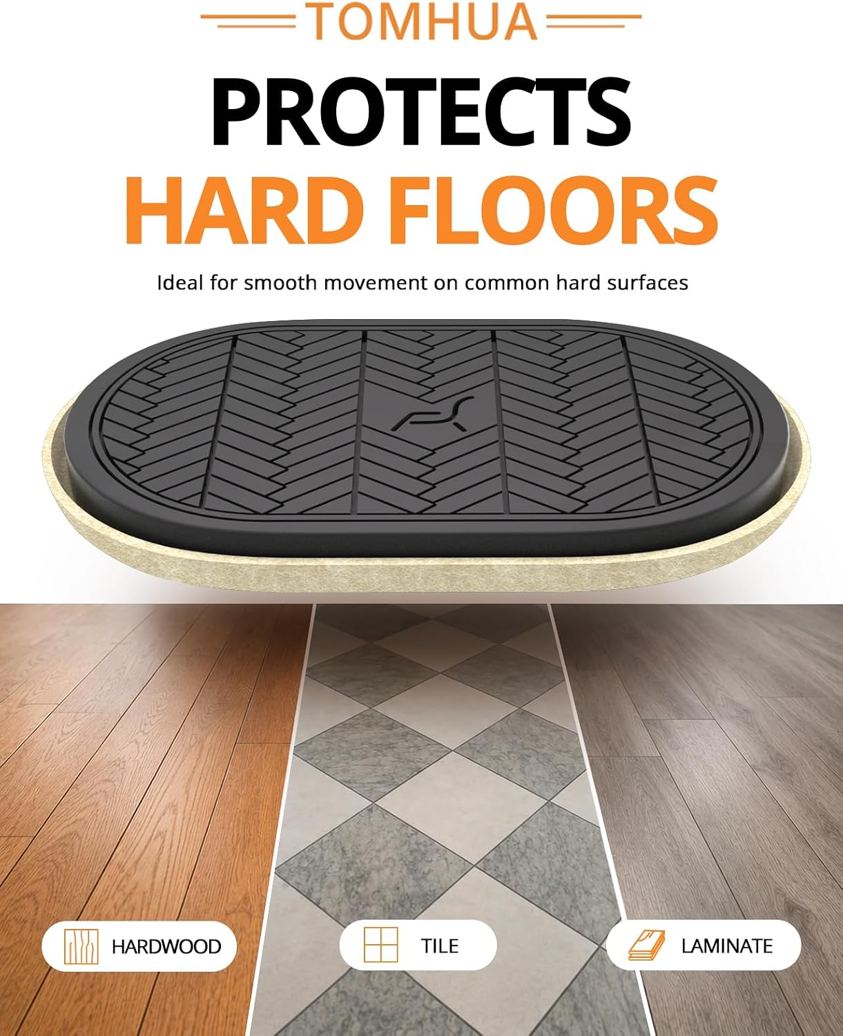 Furniture Sliders for Hardwood Floors Felt Heavy-Duty Furniture Movers | 8 Pack 9-1/2" Oval Reusable Furniture Slider with Extra Thick Design Beige Felt Sliders for Hard Surfaces Effortless Moving