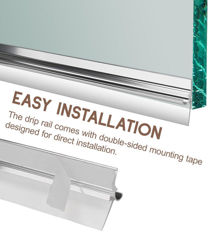 32” Shower Door Drip Rail with Sweep for Chrome Framed Shower Door Bottom | Compatible with Sliding Glass Shower Doors bottom Replacement Parts
