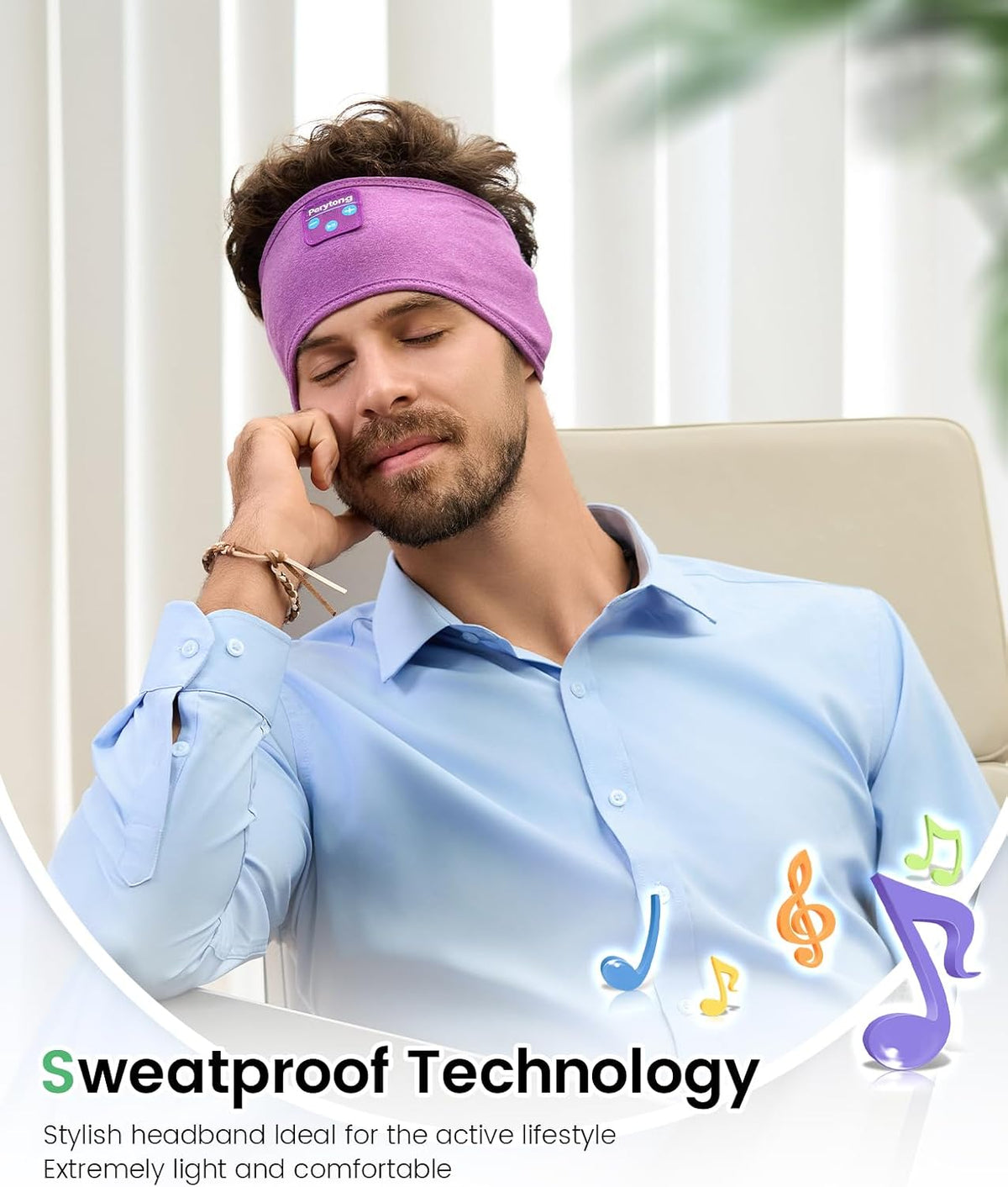 Perytong Sleeping Headphones Bluetooth Headband, Soft Long Time Play Sleeping Headsets with Built in Speakers Perfect for Workout,Running,Yoga,Travel, Darkgray